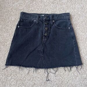 Madewell Black Rigid Denim A-Line Distressed Mini Skirt Size 25